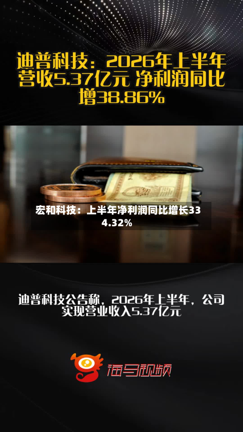 宏和科技:上半年净利润同比增长334.32%