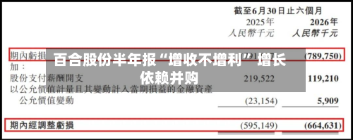 百合股份半年报“增收不增利	” 增长依赖并购-第3张图片