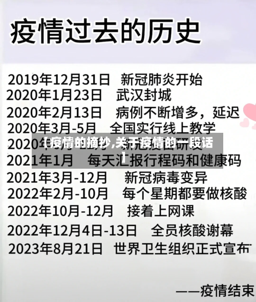【疫情的摘抄,关于疫情的一段话】