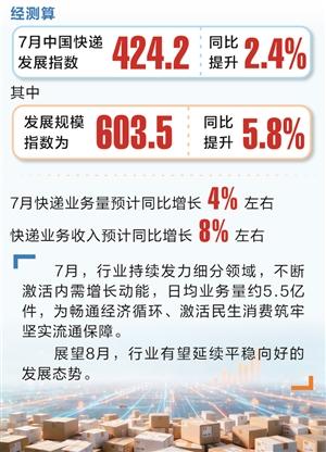时报数说 7月中国快递发展指数同比增长2.4%